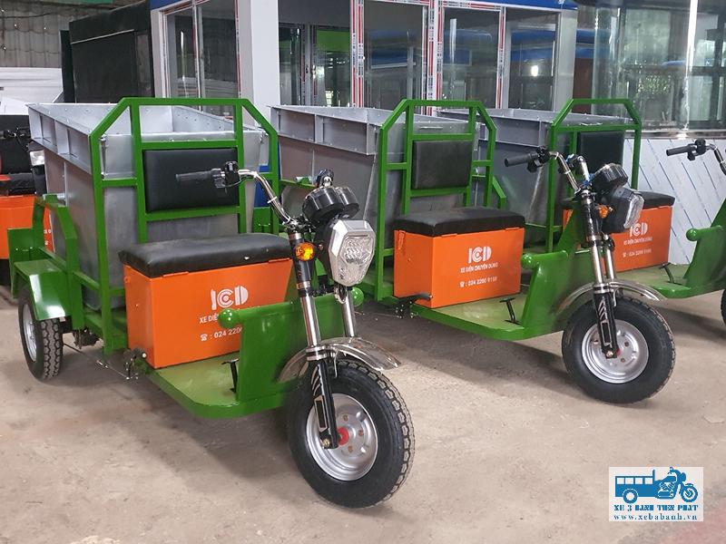 Xe điện ba bánh chở rác tiết kiệm nhiên liệu hơn xe xăng, giá thành thấp hơn, phù hợp với khu vực đô thị đông đúc